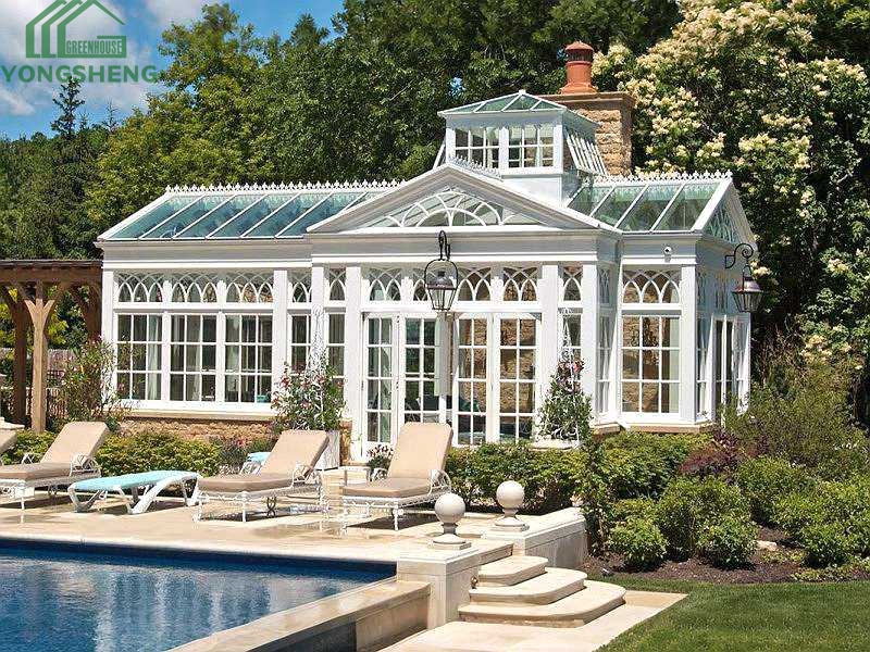 Luxury Victorian greenhouse with Swimming for garden